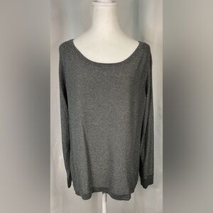 a.n.a black metallic dropped back long sleeved sweater blouse